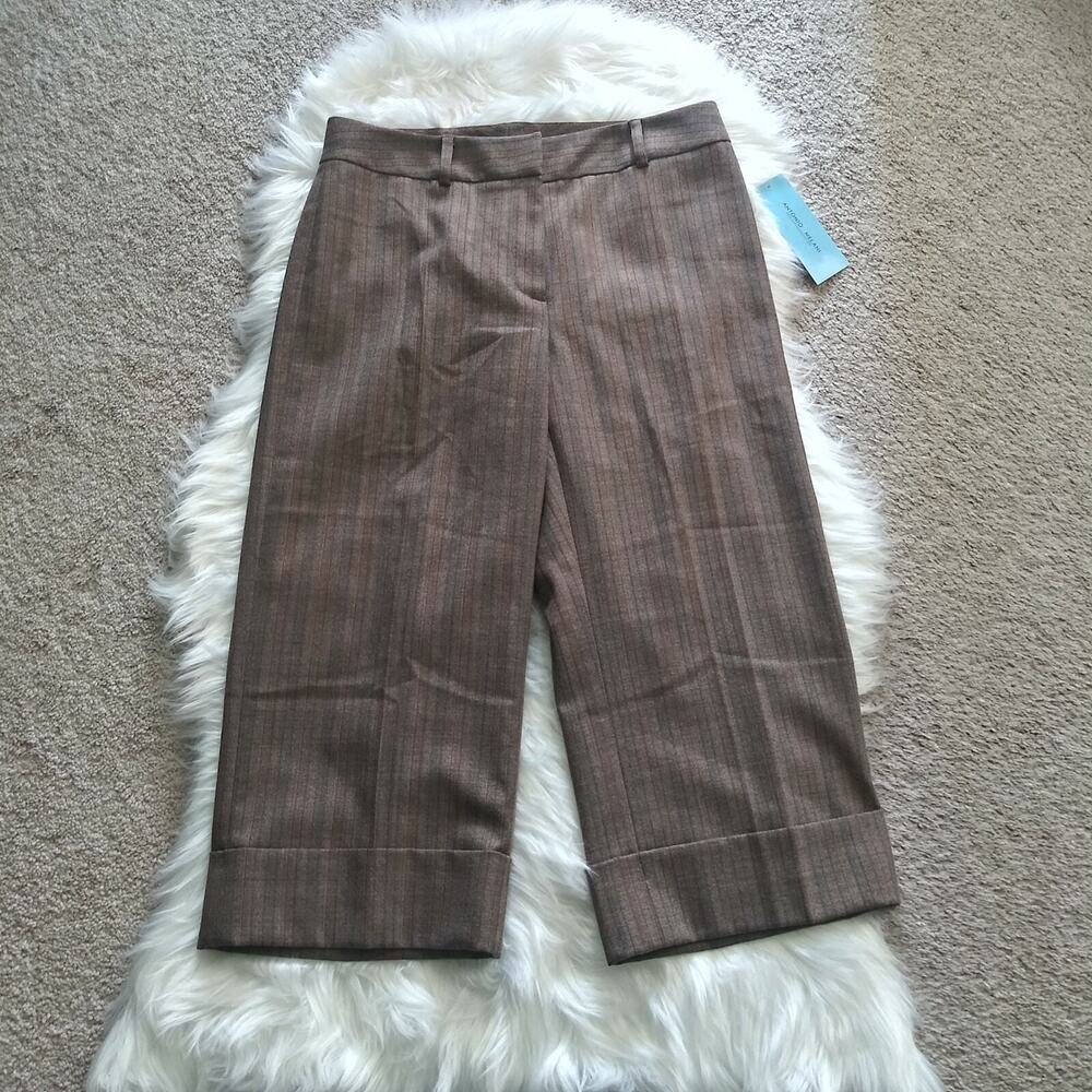 Antonio Melani Women's Size 8 Dress Pants Cropped and Cuffed Leg Brown NWT